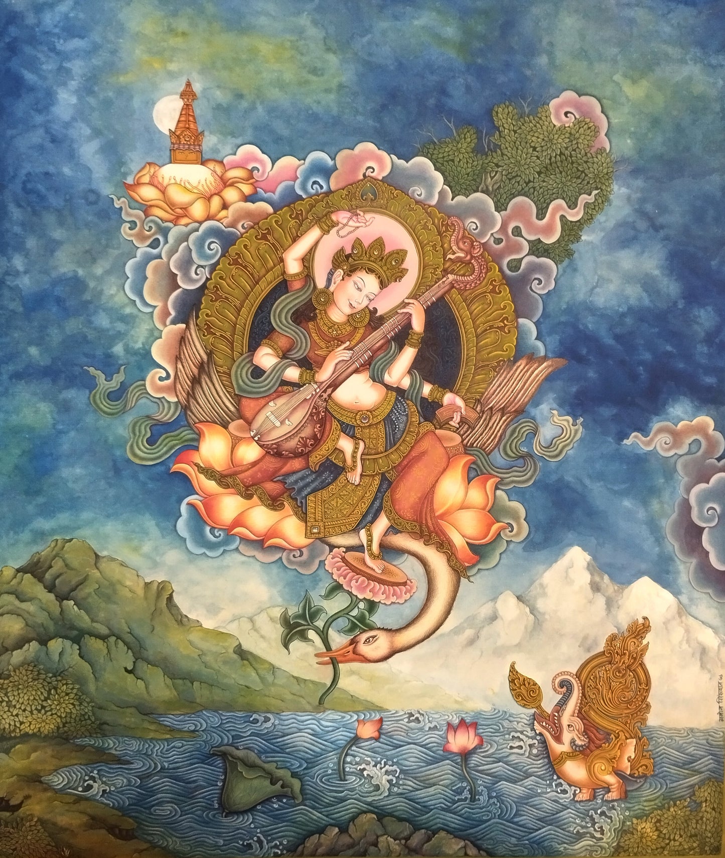 妙音天女 45x40cm